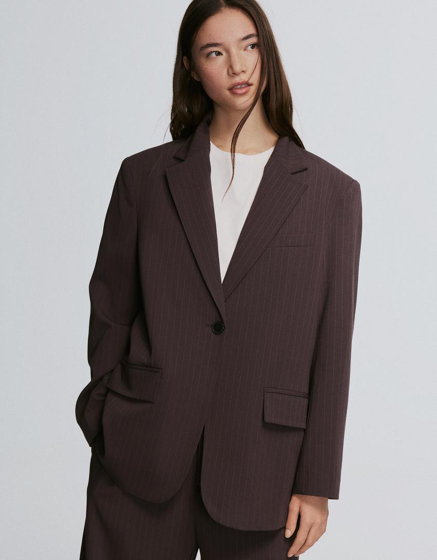Blazer Croisée À Rayures