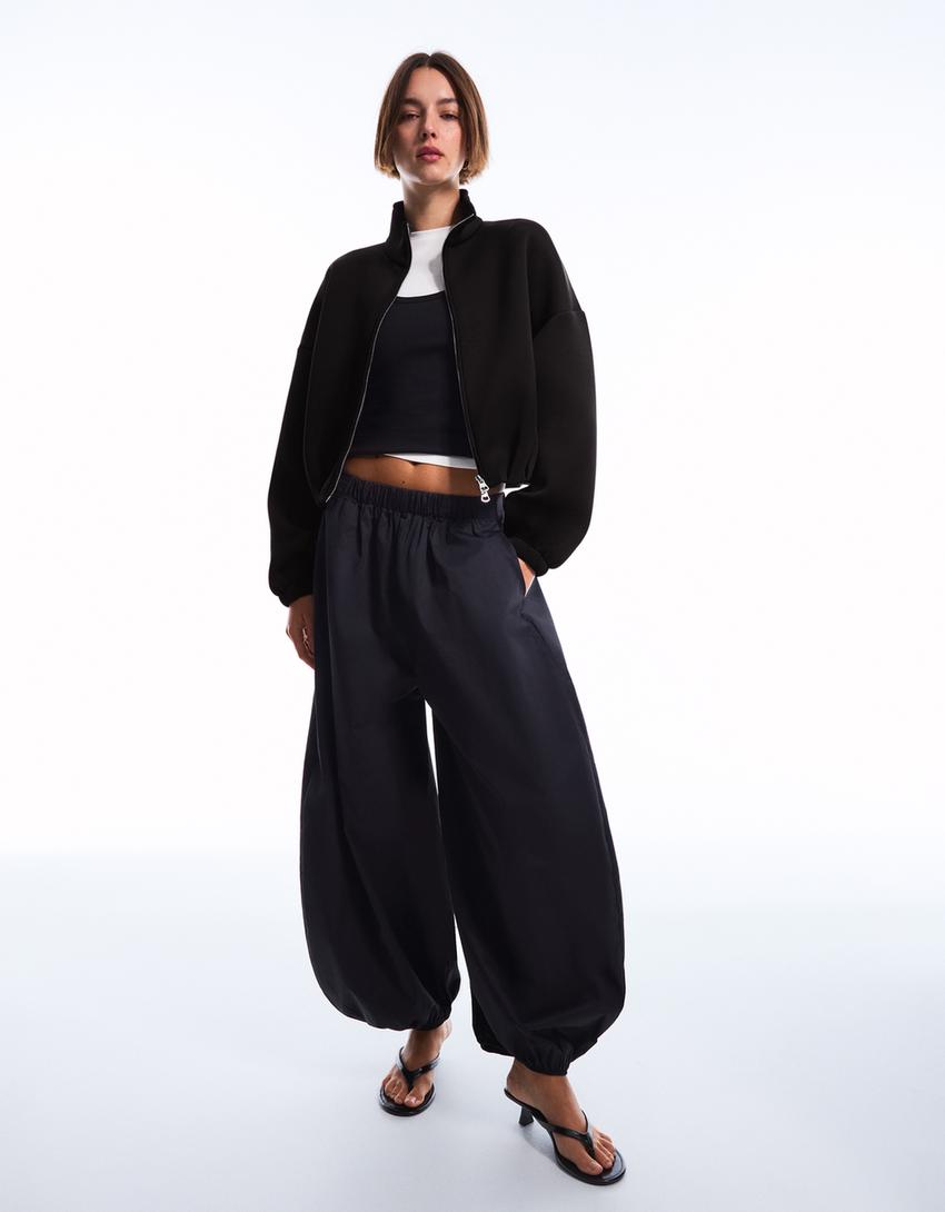 SWEAT ZIPPÉ EFFET NÉOPRÈNE BALLOON FIT