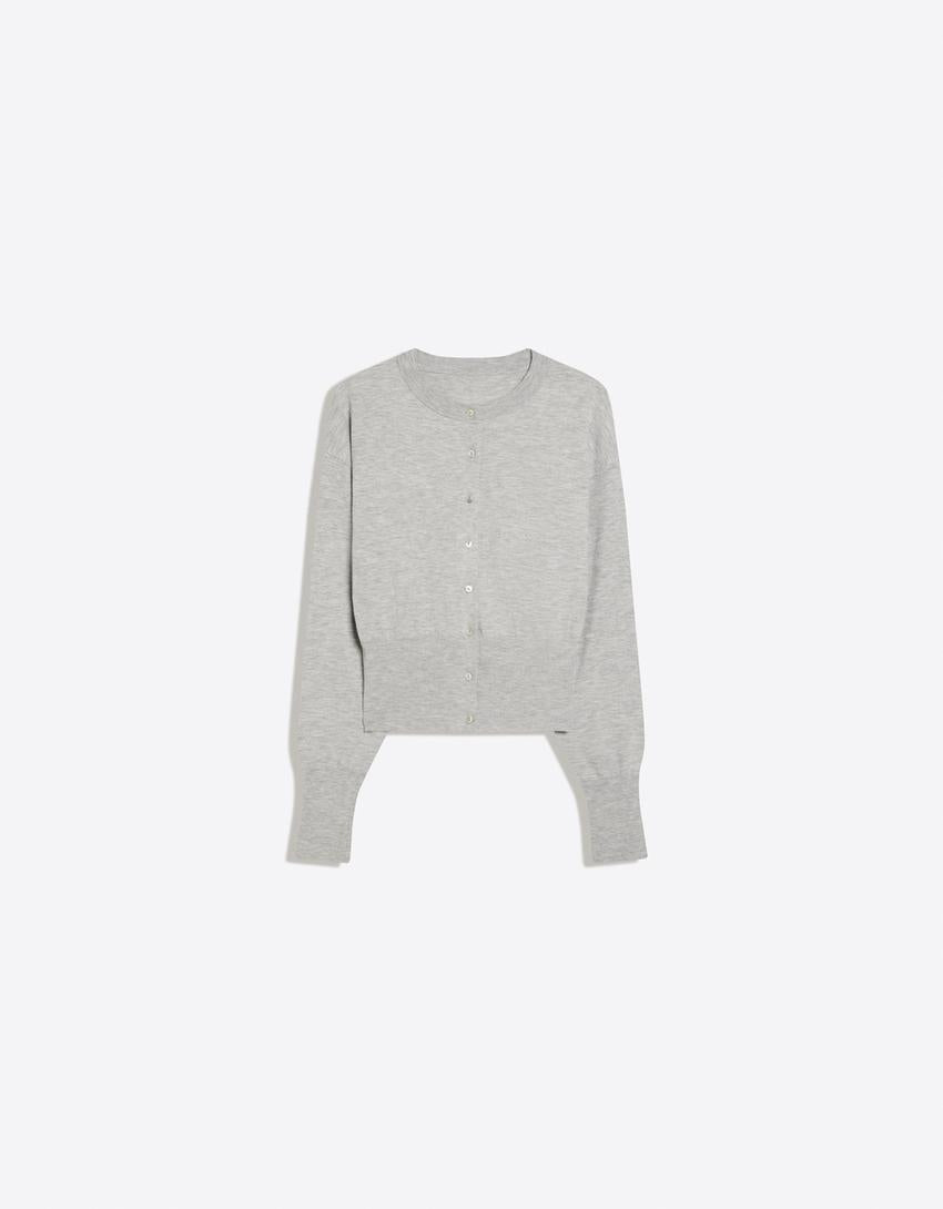 Gilet Col Rond Boutons Rayures