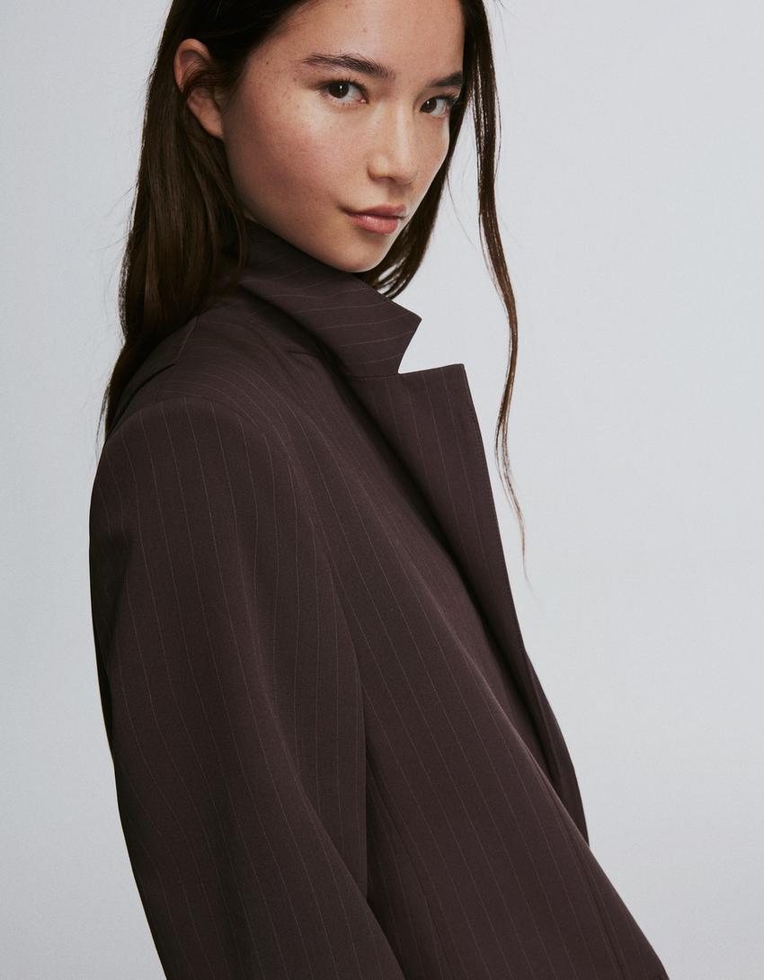 Blazer Croisée À Rayures
