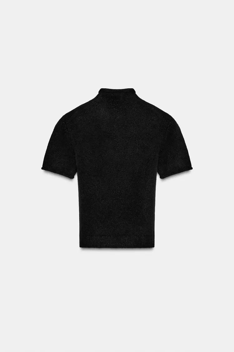Pull En Maille Douce À Manches Courtes