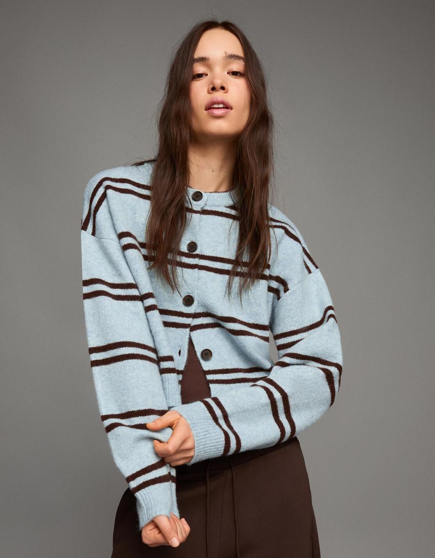 Gilet À Boutons Rayé