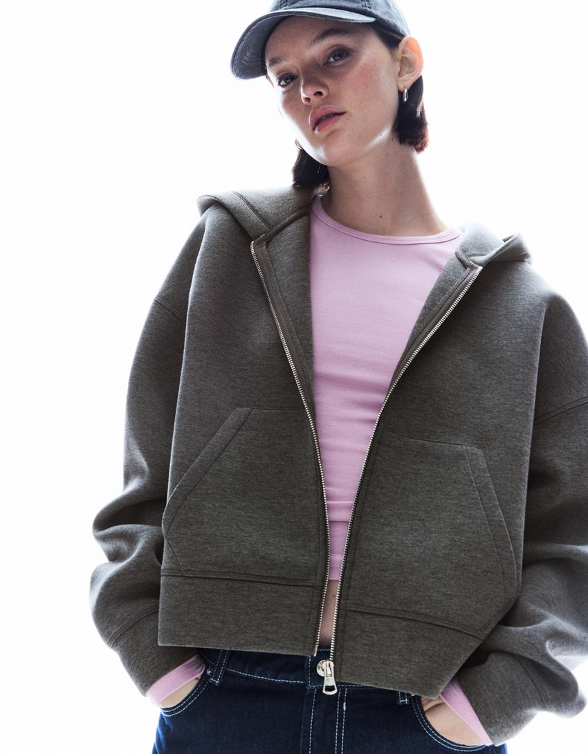 SWEAT ZIPPÉ OVERSIZE EFFET NÉOPRÈNE