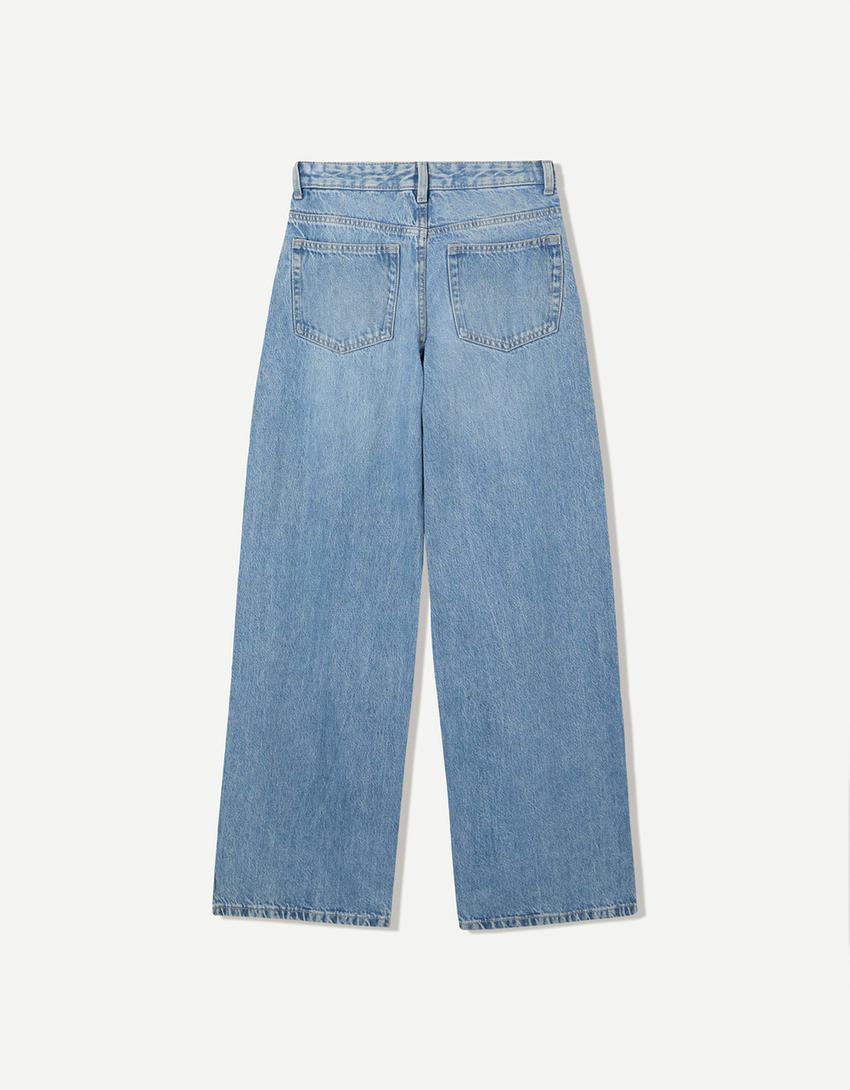 Jeans Wide Leg Taille Haute Croisée