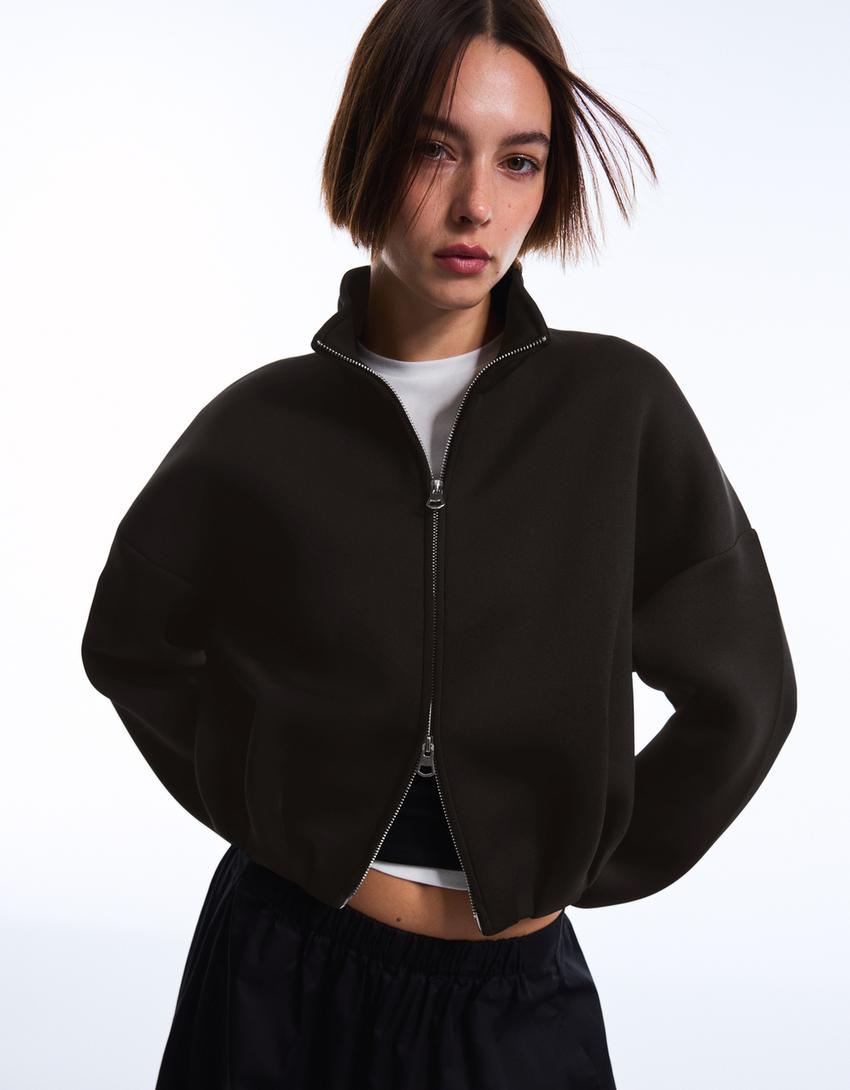 SWEAT ZIPPÉ EFFET NÉOPRÈNE BALLOON FIT