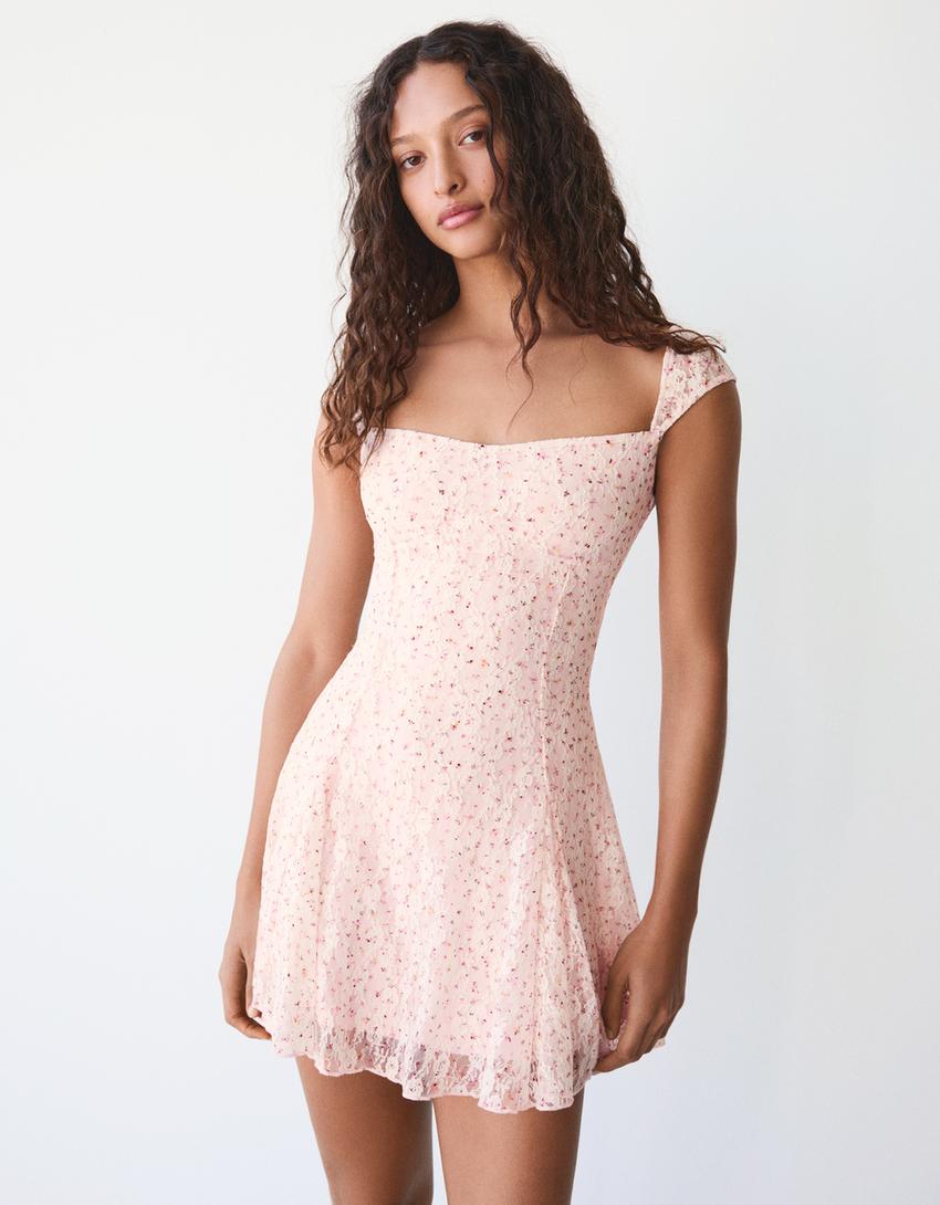 Mini Robe En Dentelle Imprimée