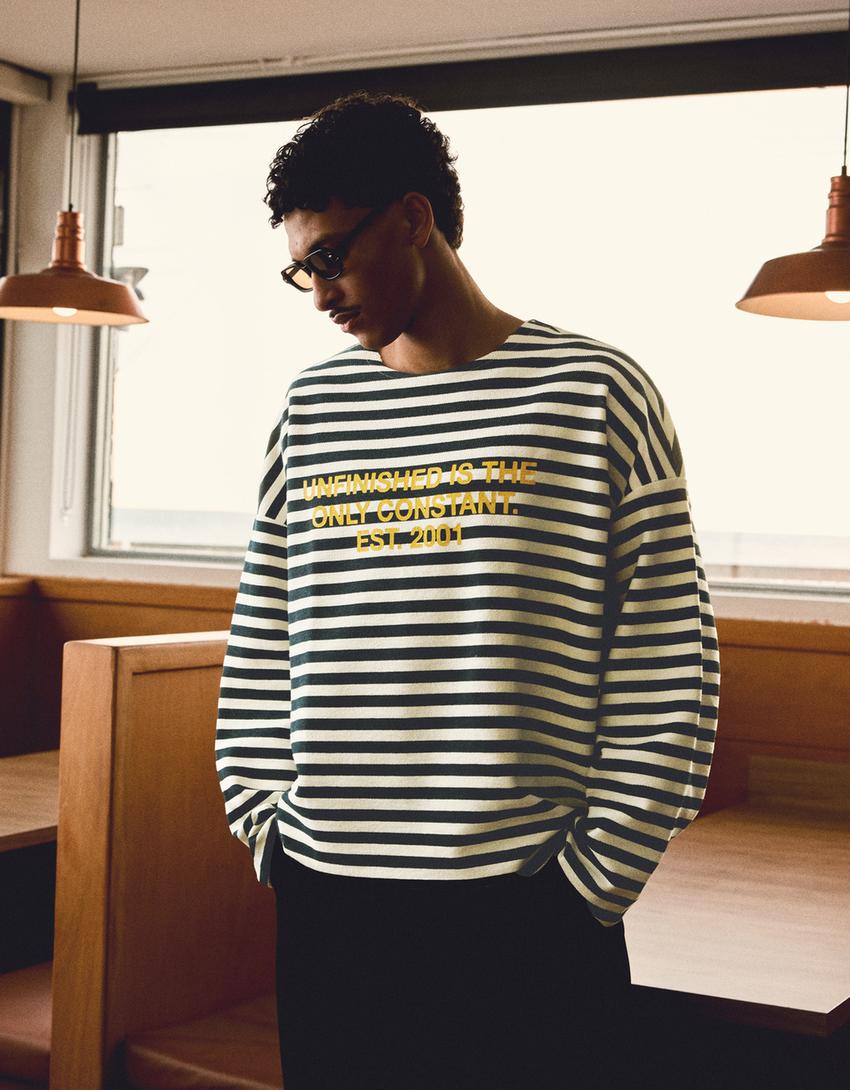 Sweat-Shirt Col Rond Rayé