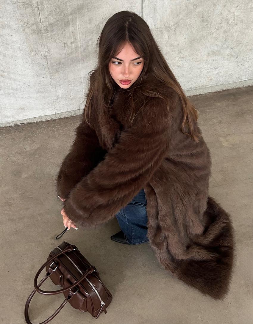 MANTEAU LONG FAUSSE FOURRURE