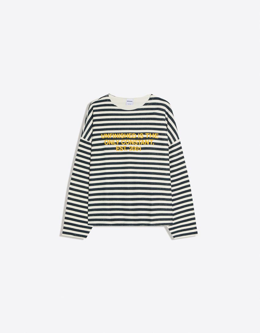 Sweat-Shirt Col Rond Rayé