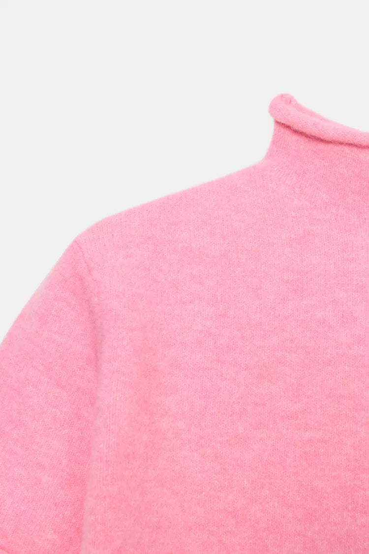 Pull En Maille Douce À Manches Courtes