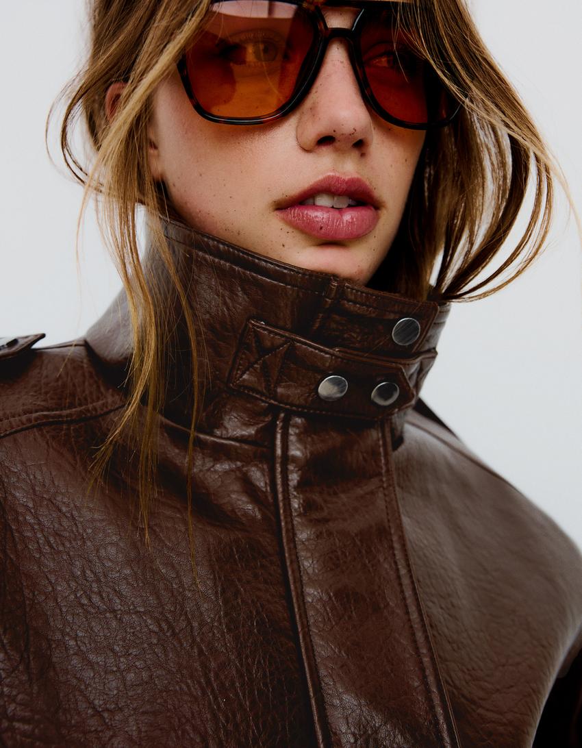 Blouson Similicuir Col Cheminée