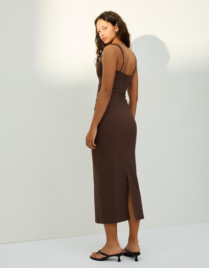 Robe Midi À Bretelles En Bengalienne