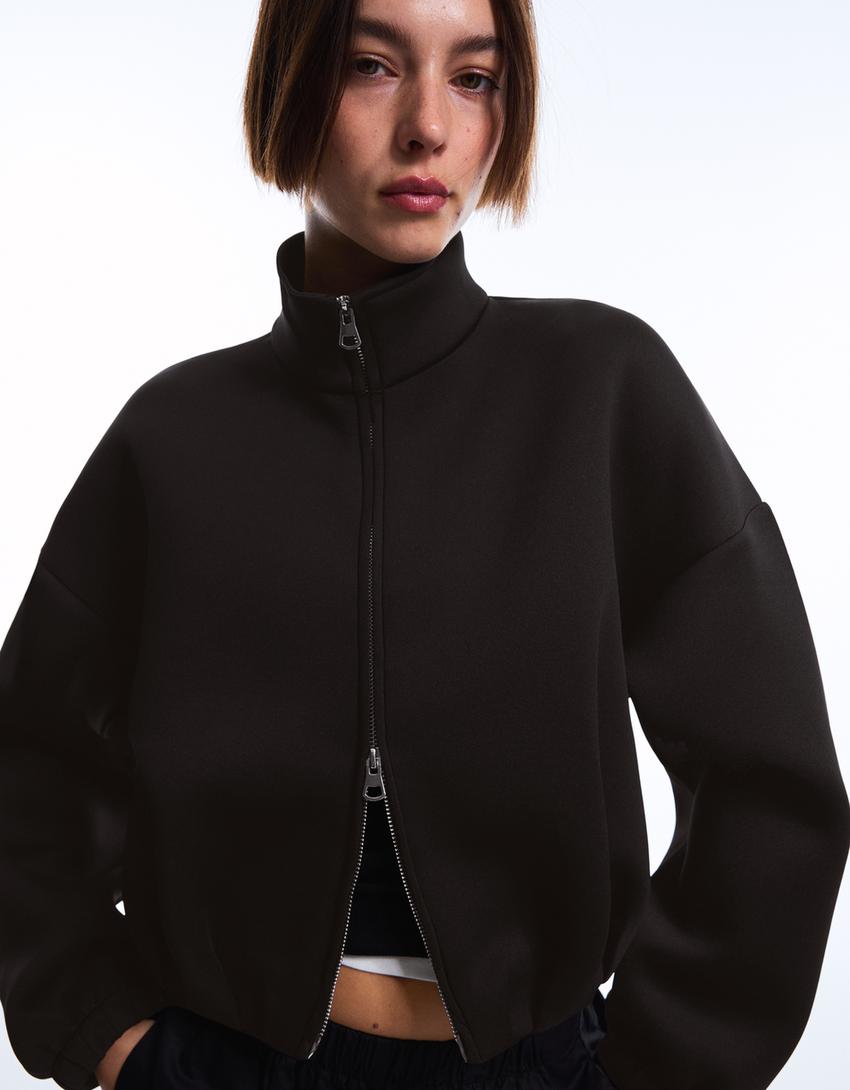SWEAT ZIPPÉ EFFET NÉOPRÈNE BALLOON FIT