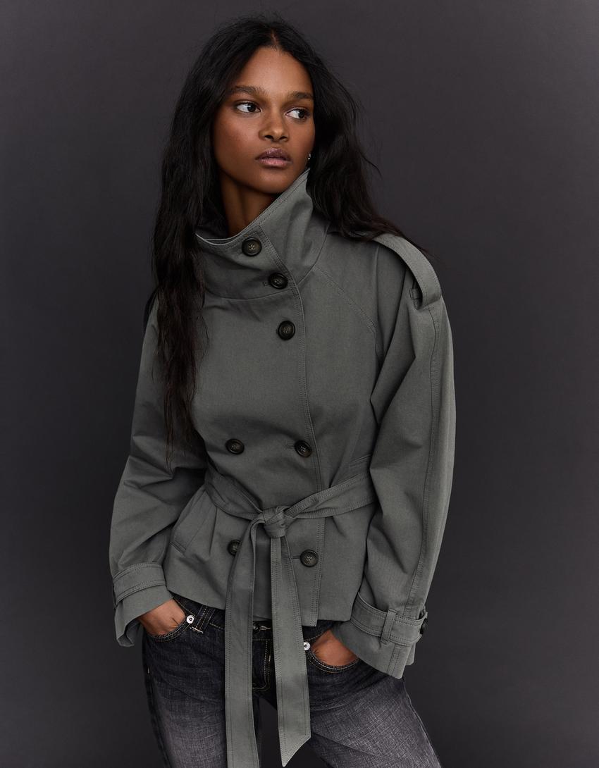 Trench-Coat Col Cheminée