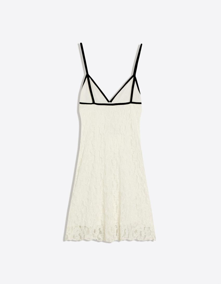 Robe Mini Dentelle Contrastante