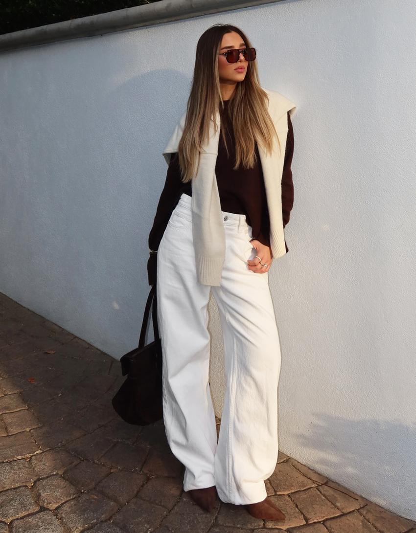 Jeans Wide Leg Taille Moyenne