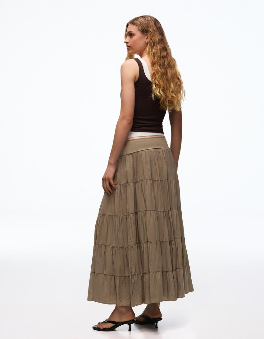 Jupe Midi Taille Repliée