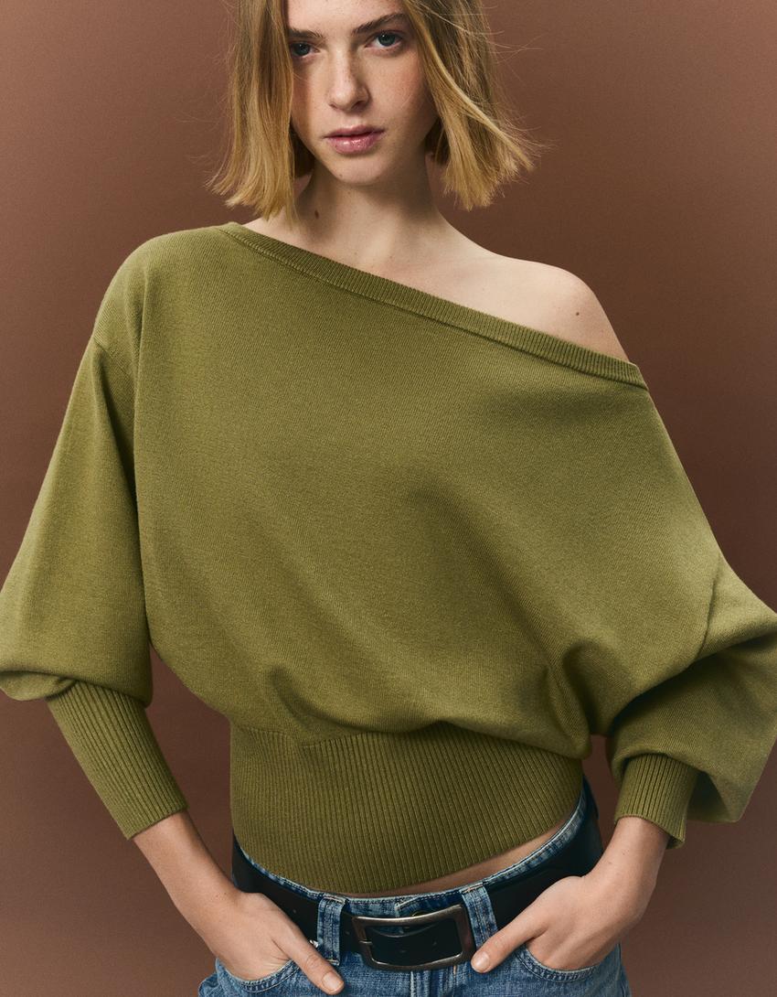 Pull Asymétrique À Ourlet Côtelé