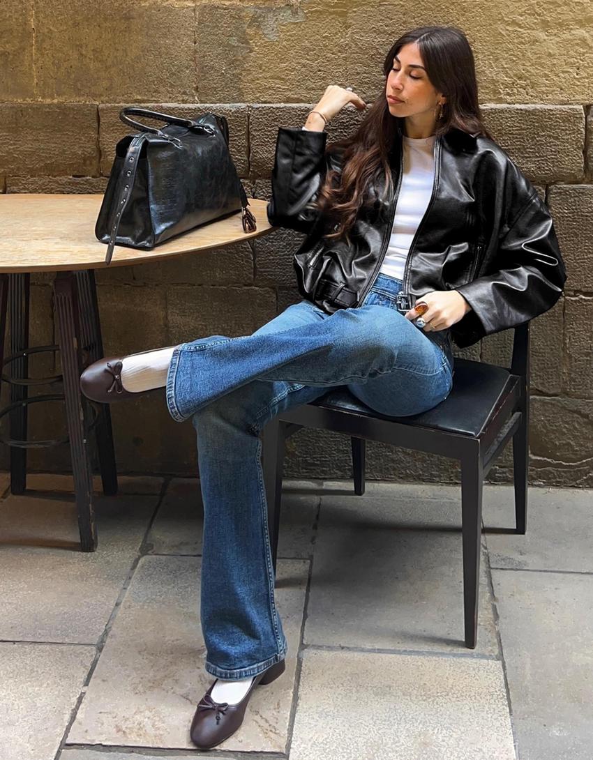 Blouson Bomber Similicuir Ceinture