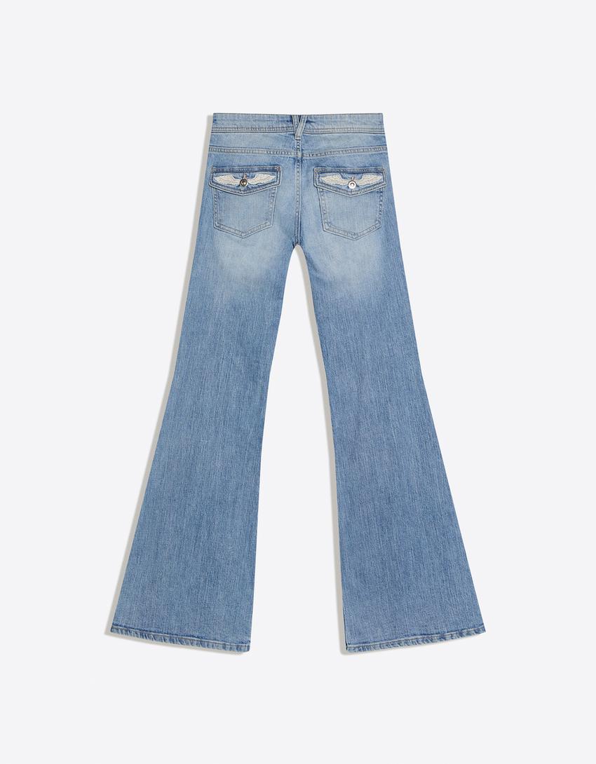Jeans Flare Taille Basse Brodé