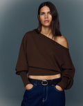 Pull Asymétrique À Ourlet Côtelé