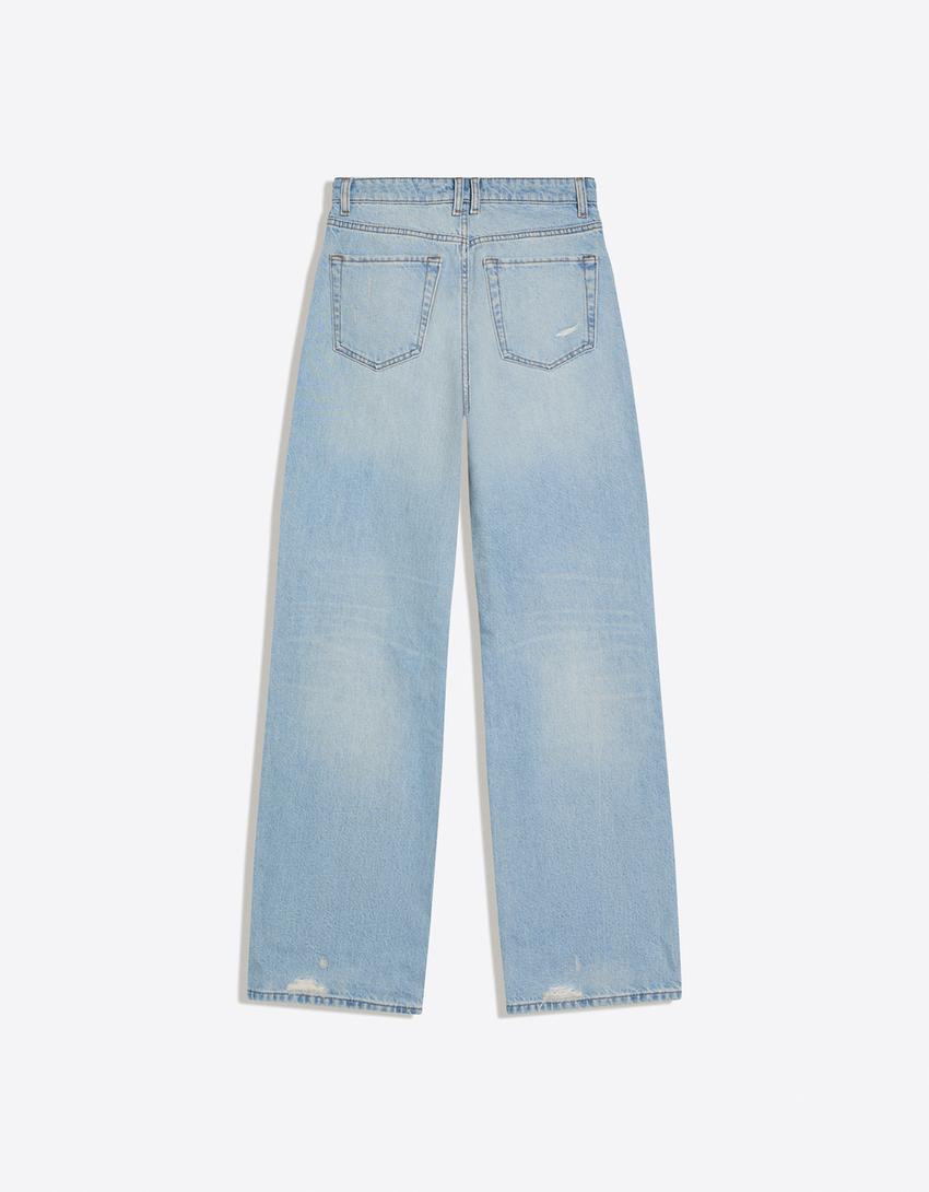 Jeans Wide Leg Taille Haute Déchiré