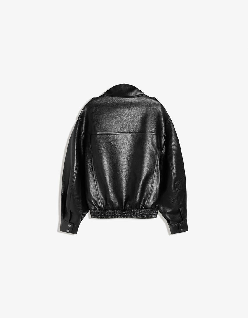 Blouson Similicuir Col Cheminée