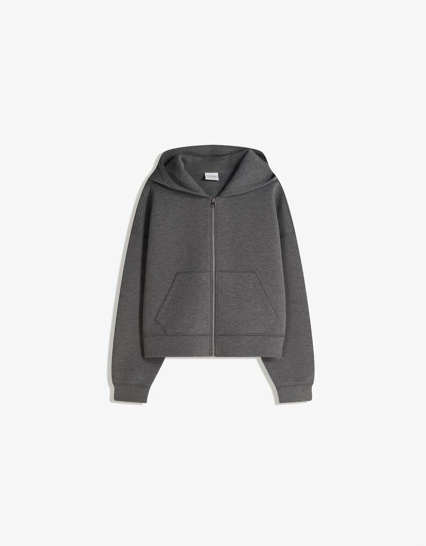 SWEAT ZIPPÉ OVERSIZE EFFET NÉOPRÈNE