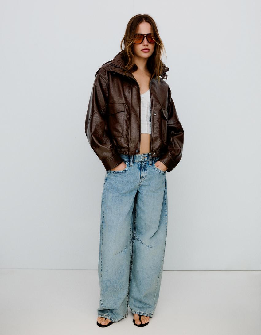 Blouson Similicuir Col Cheminée