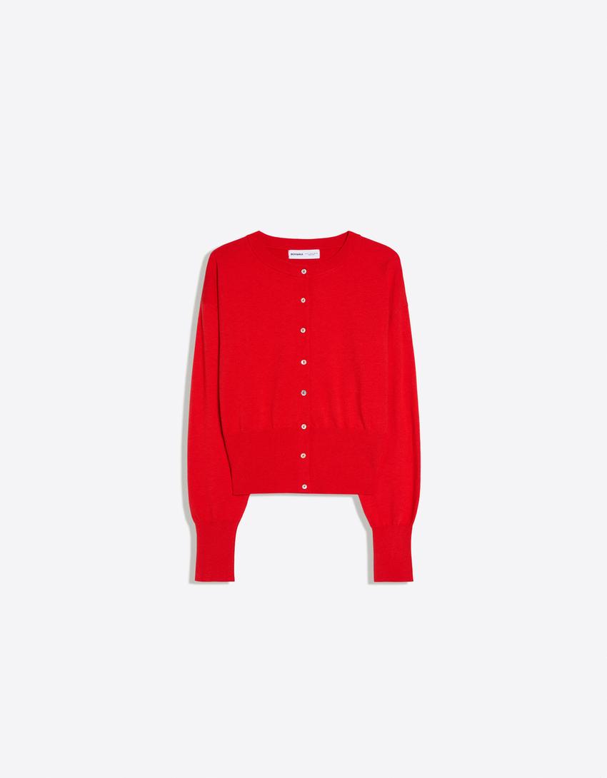 Gilet Col Rond Boutons Rayures