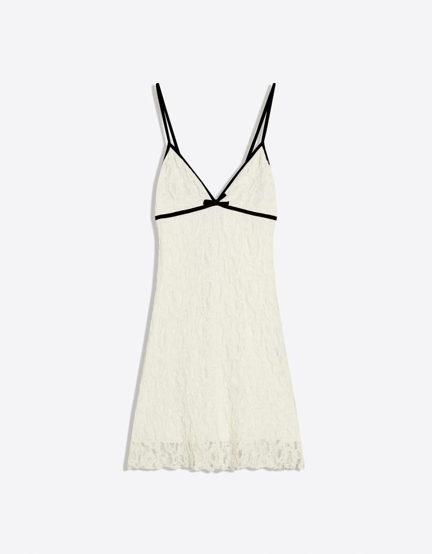 Robe Mini Dentelle Contrastante