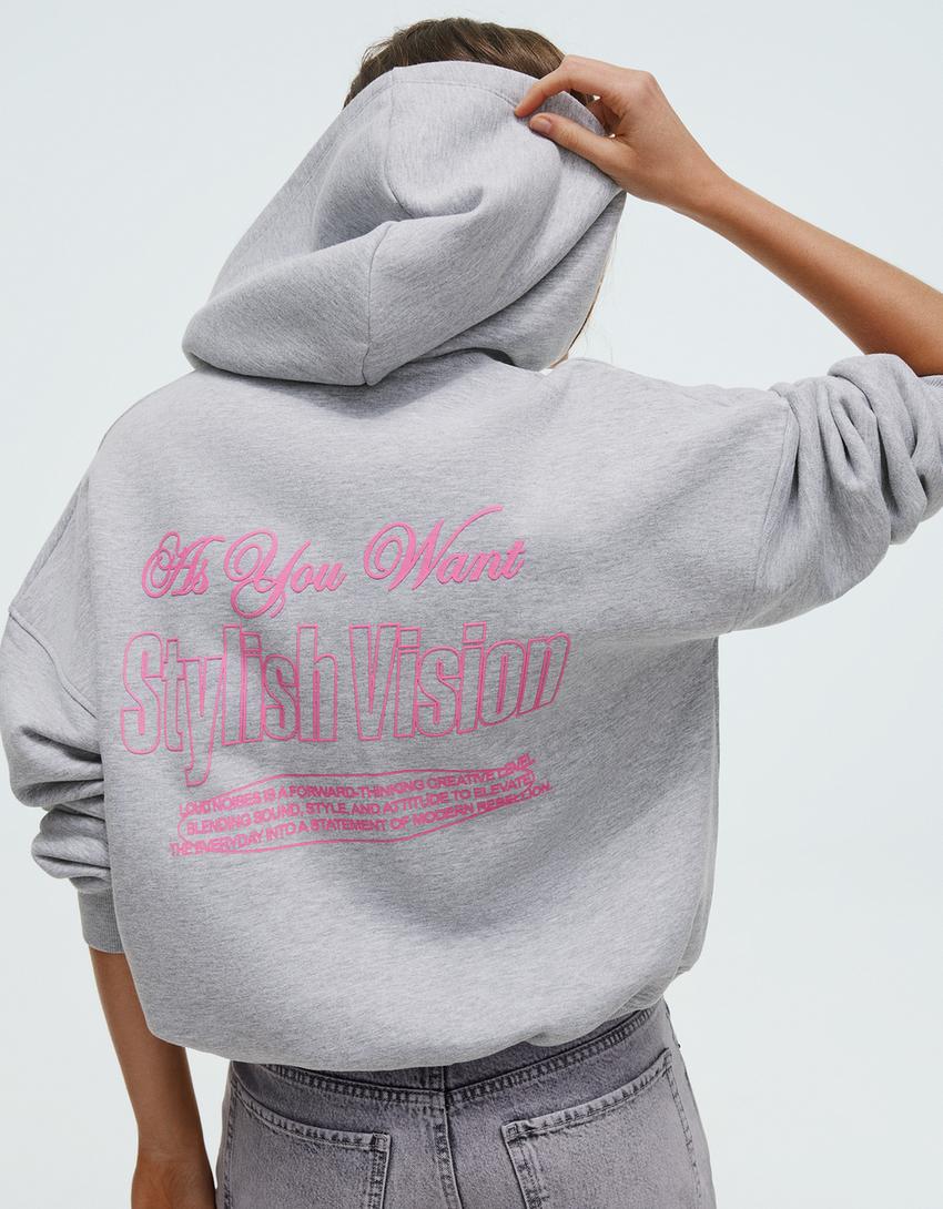 SWEAT OVERSIZE ZIPPÉ À CAPUCHE IMPRIMÉ