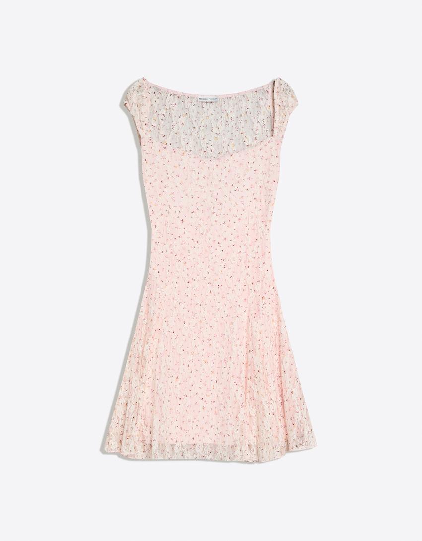 Mini Robe En Dentelle Imprimée