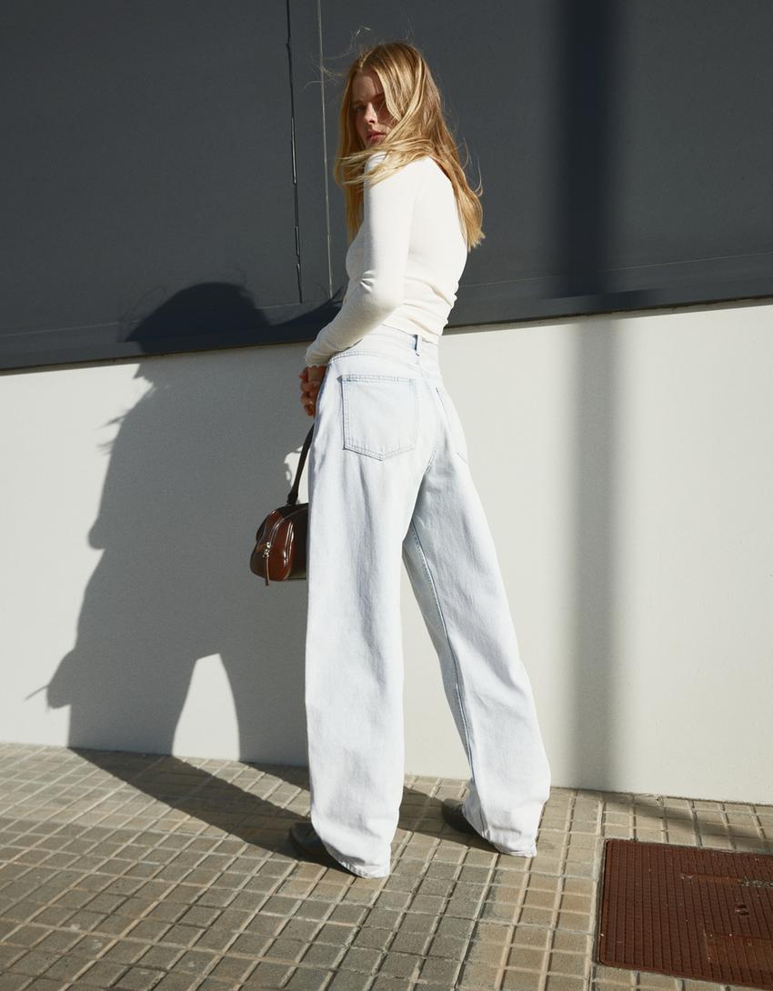 Jeans Wide Leg Barrel Taille Haute