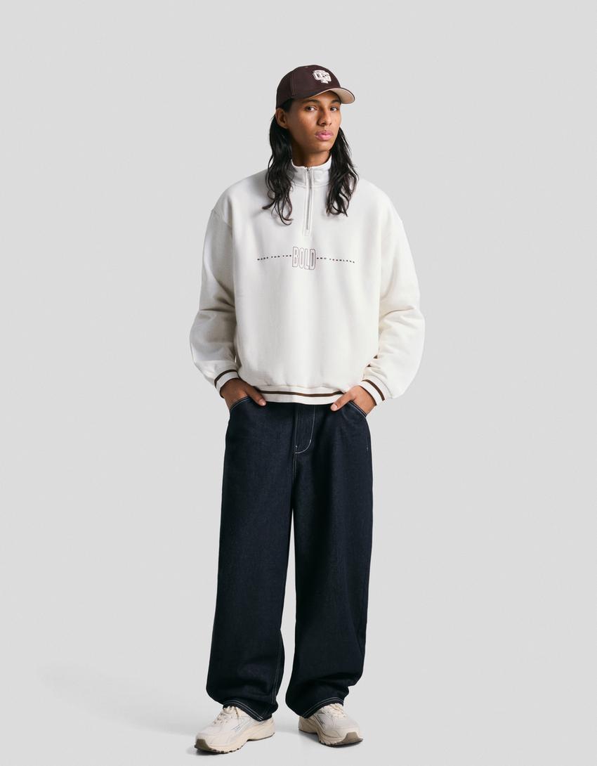 SWEAT À COL ZIPPÉ IMPRIMÉ