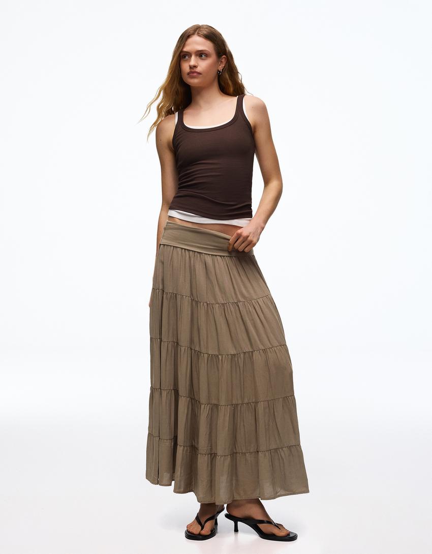 Jupe Midi Taille Repliée