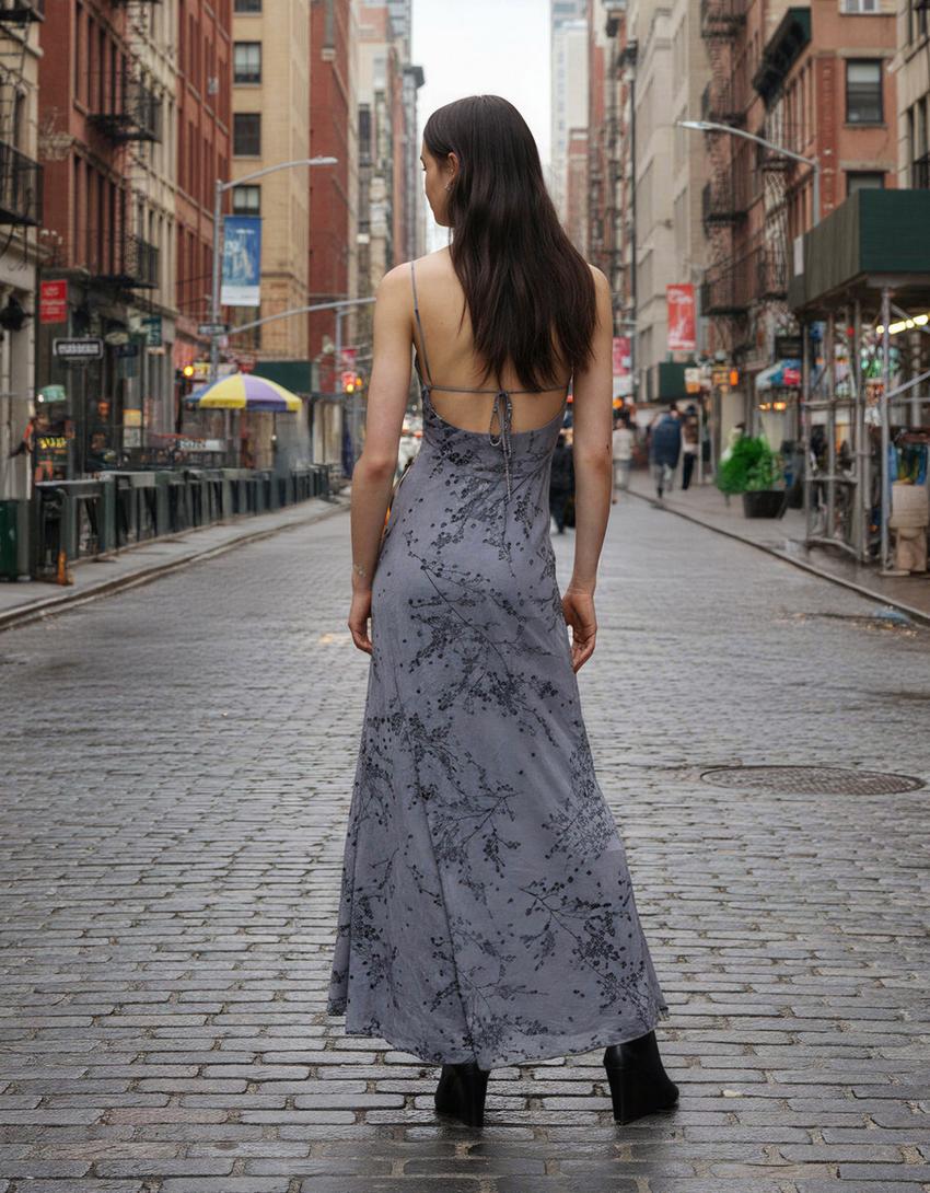 Robe Midi Bretelles En Tulle