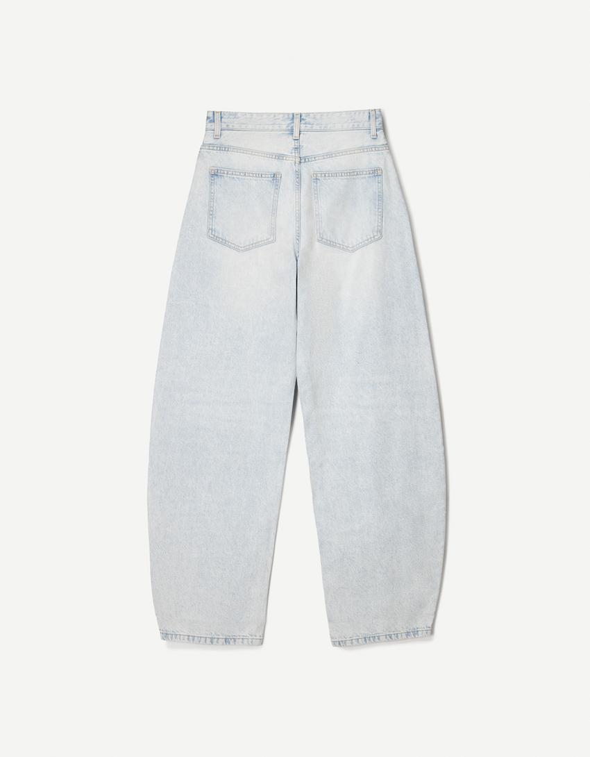 Jeans Wide Leg Barrel Taille Haute