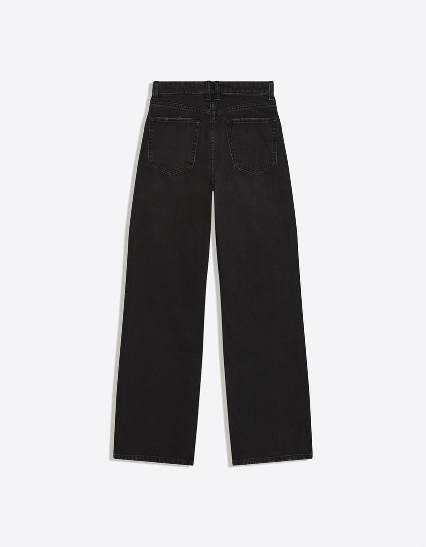 Jeans Wide Leg Taille Haute Déchiré