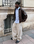 PANTALON BALLON À PINCES EN TISSU