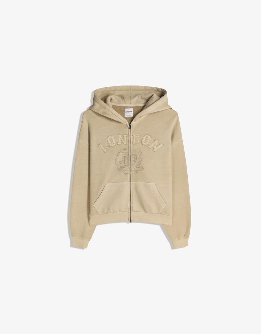 Sweat Zippé Boxy Fit Brodé