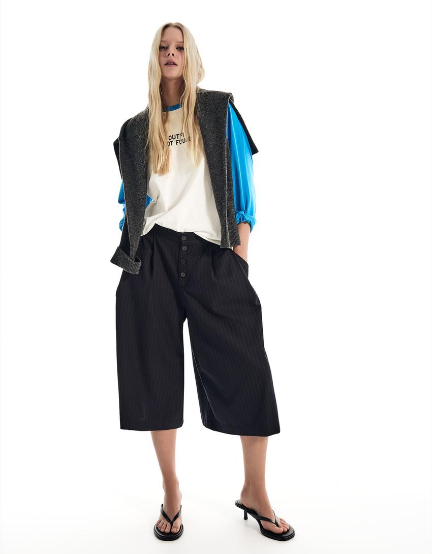 BERMUDA JUPE-CULOTTE RAYÉE