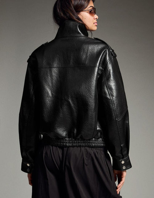 Blouson Similicuir Col Cheminée