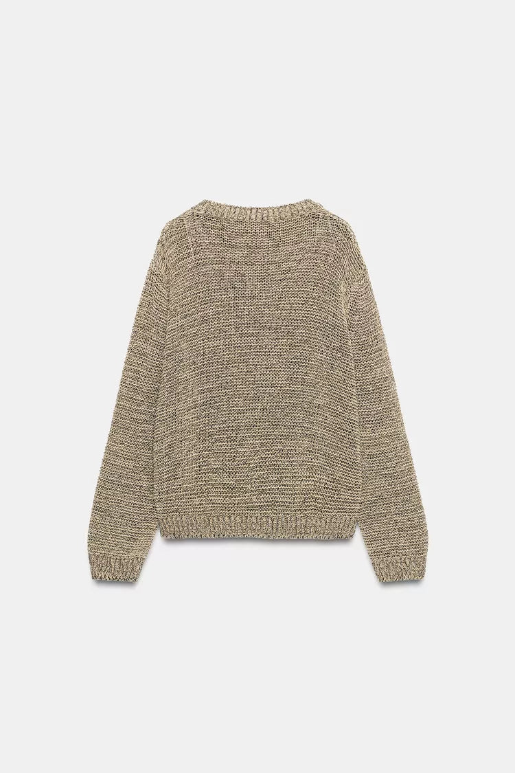 Pull En Maille Avec Fil Métallisé