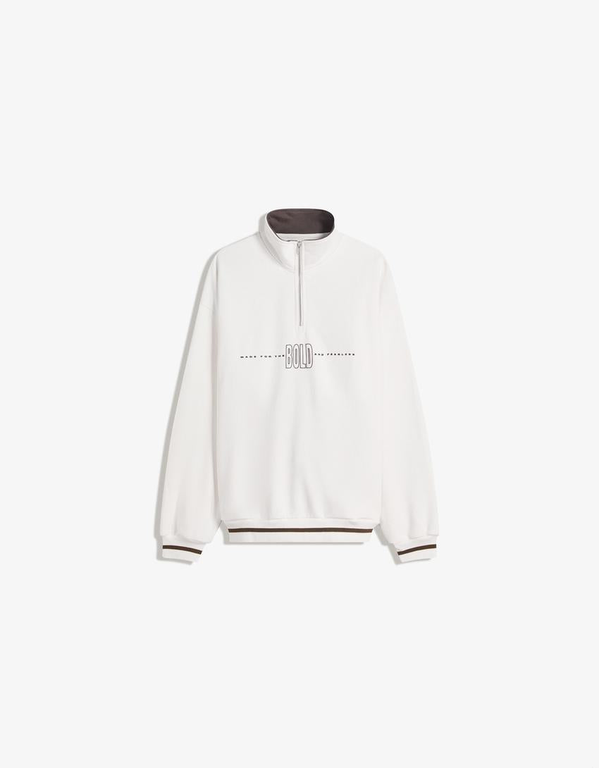 SWEAT À COL ZIPPÉ IMPRIMÉ