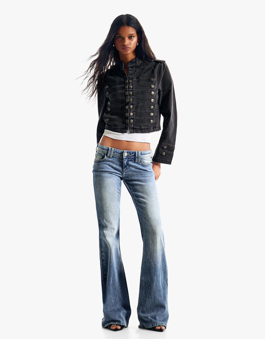 Jeans Flare Taille Basse Brodé
