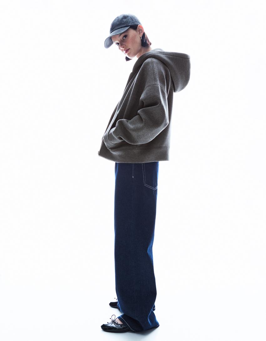 SWEAT ZIPPÉ OVERSIZE EFFET NÉOPRÈNE