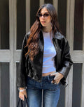 Blouson Bomber Similicuir Ceinture