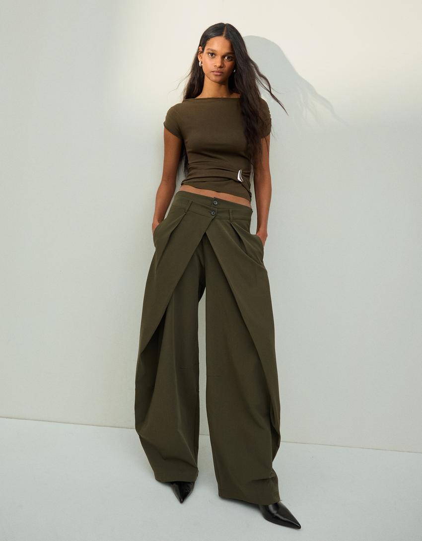 PANTALON BARREL À PLIS