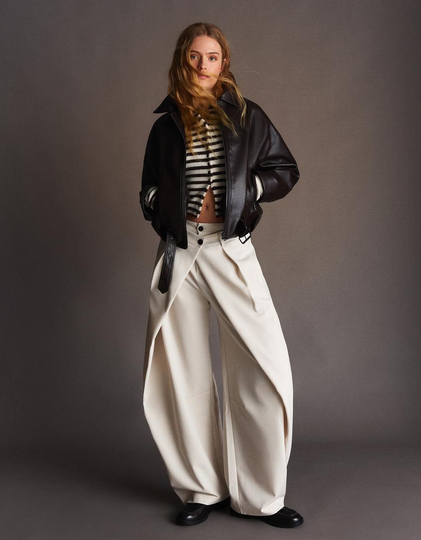PANTALON BARREL À PLIS